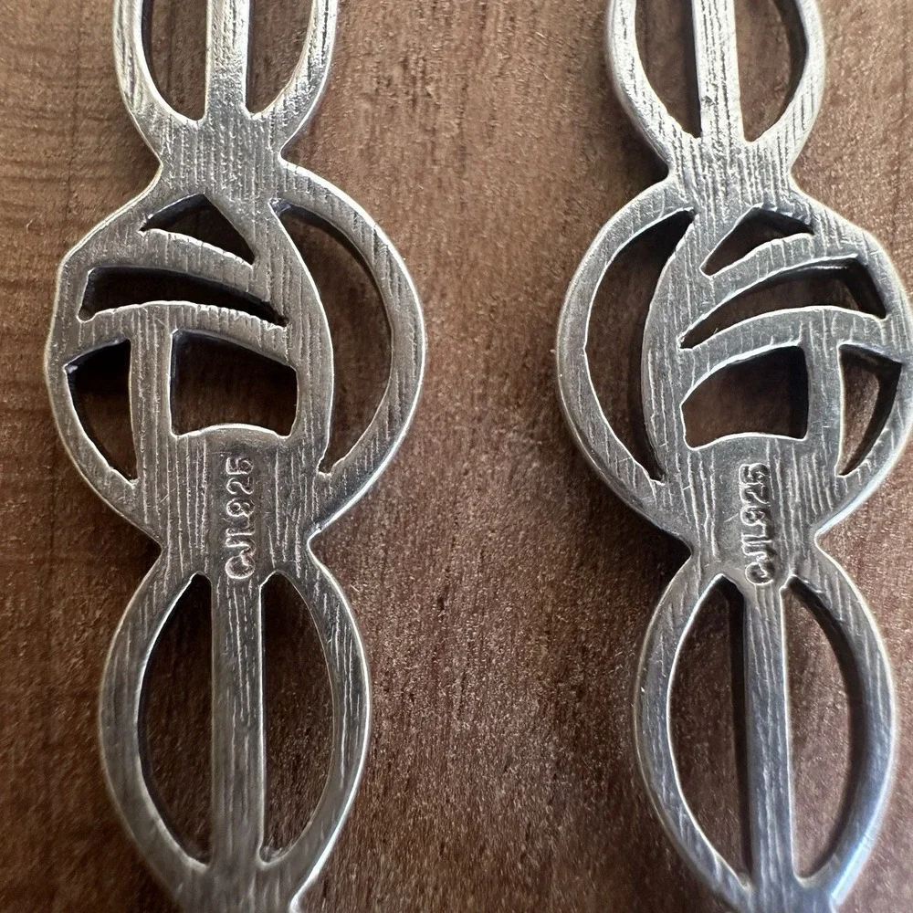 VTG CJL Carrick Celtic Stud‎ Dangle Earrings 1.375 Inch Scotland Sterling 2.7g